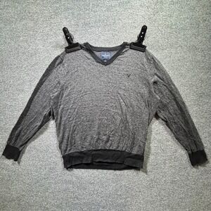 American Eagle Outfitters Mens L Gray Cotton V-Neck Pullover Sweater Classic Fit